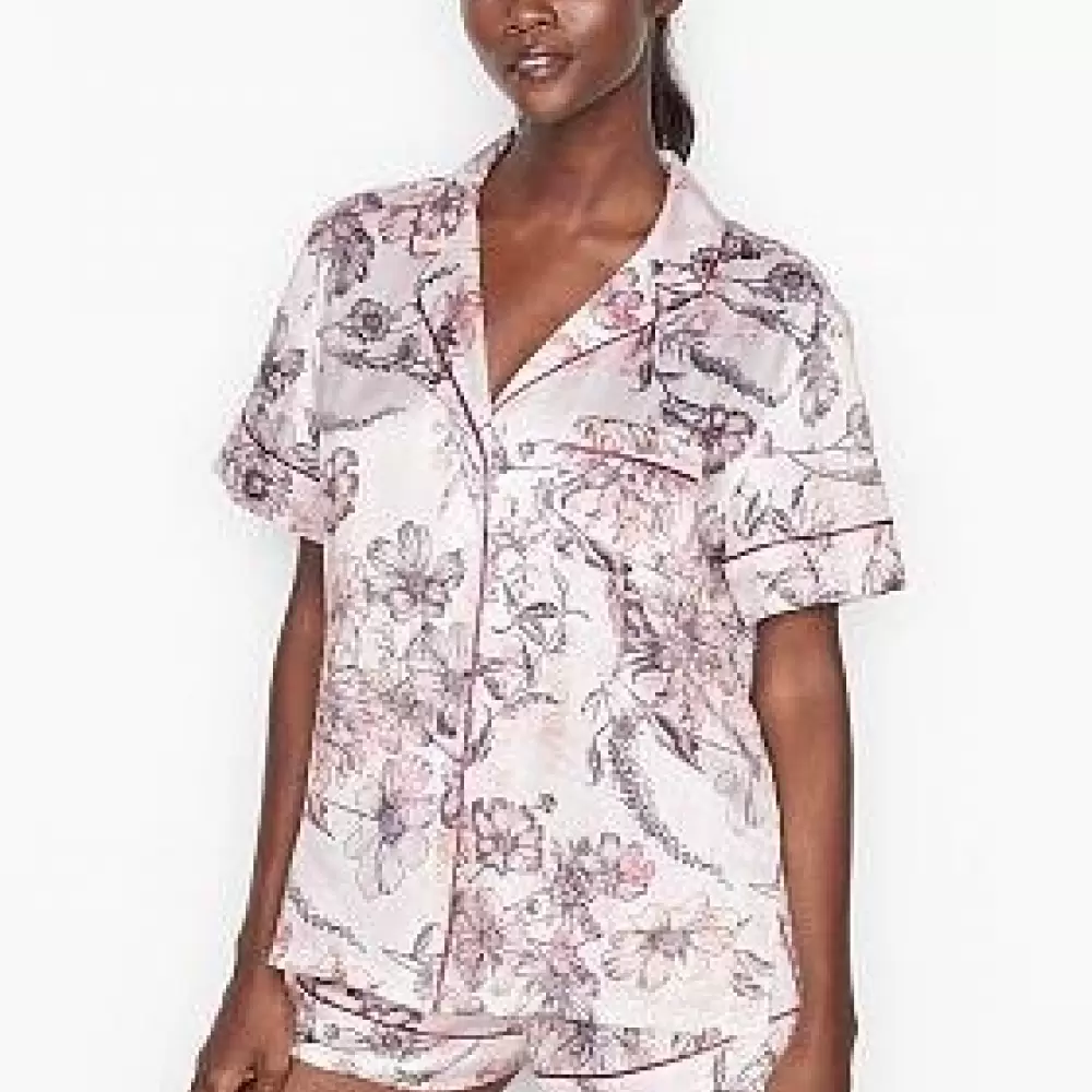 Mor Desenli Pijama Takımı
